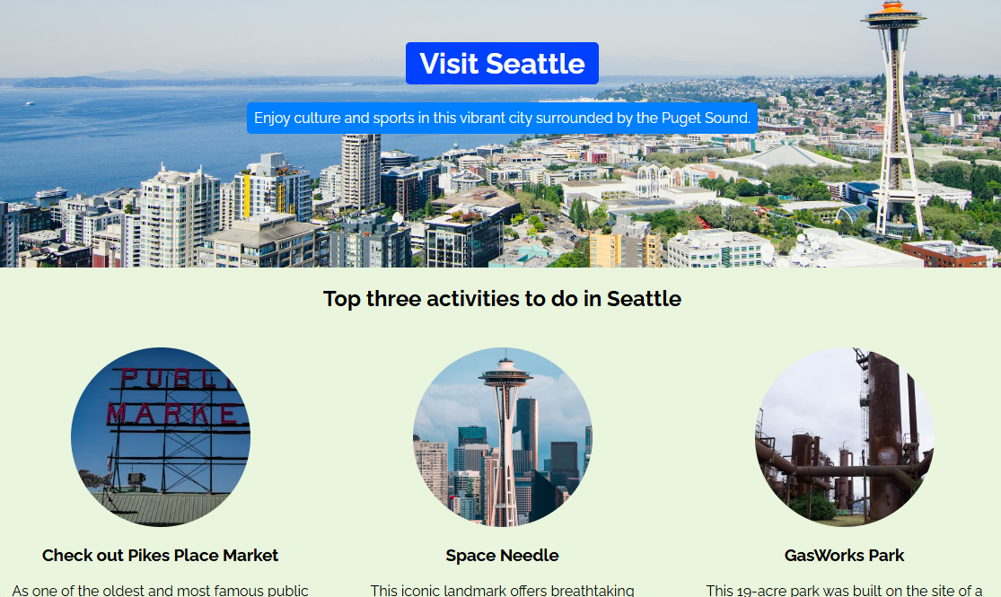 Visit seattle page
